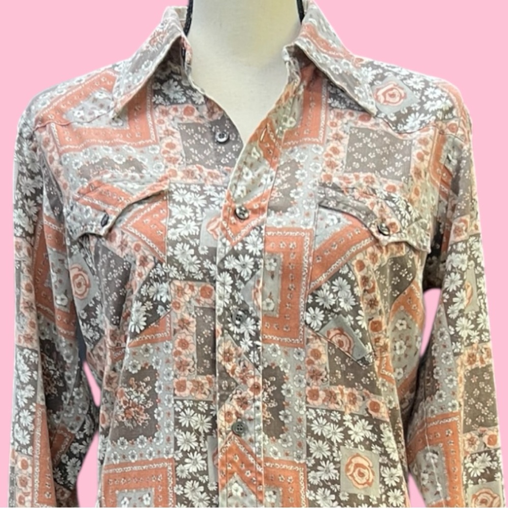 Vintage 70’s 80s Wrangler Patchwork Western Shirt - Picture 2 of 10